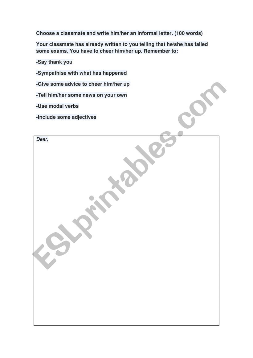 INFORMAL LETTER  worksheet