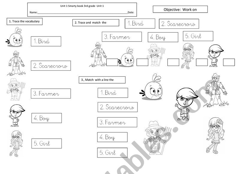 TRACE VOCABULARY worksheet