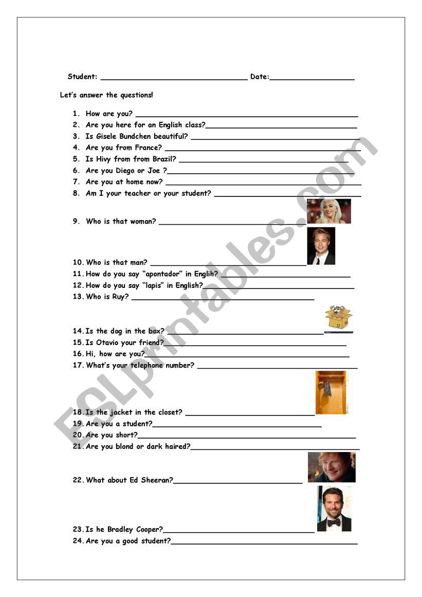 QUESTIONS FOR BEGINERS worksheet