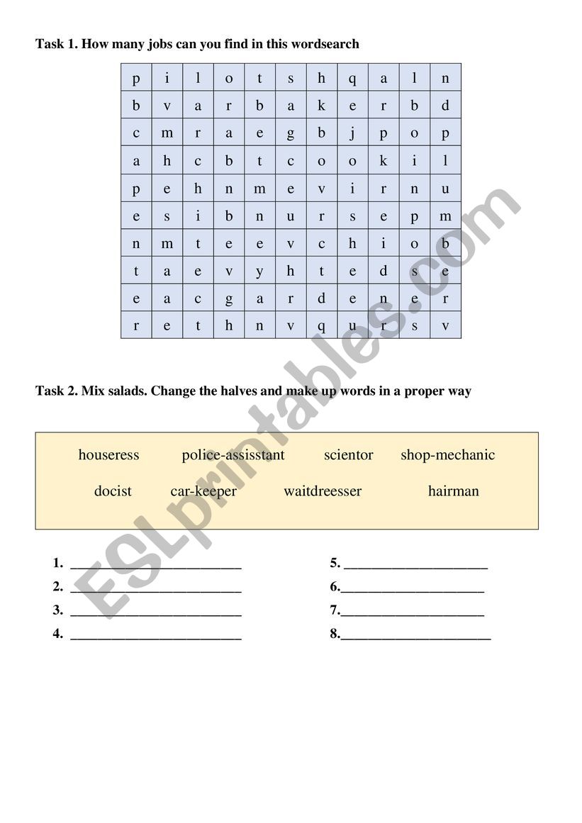 Some activities to practice jobs