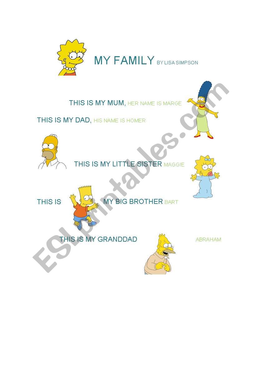 MY FAMILY BY LISA SIMPSON worksheet