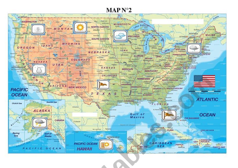 USA weather map nÂ°2 worksheet
