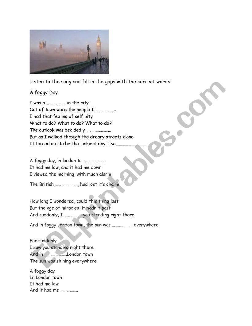 A Foggy Day worksheet