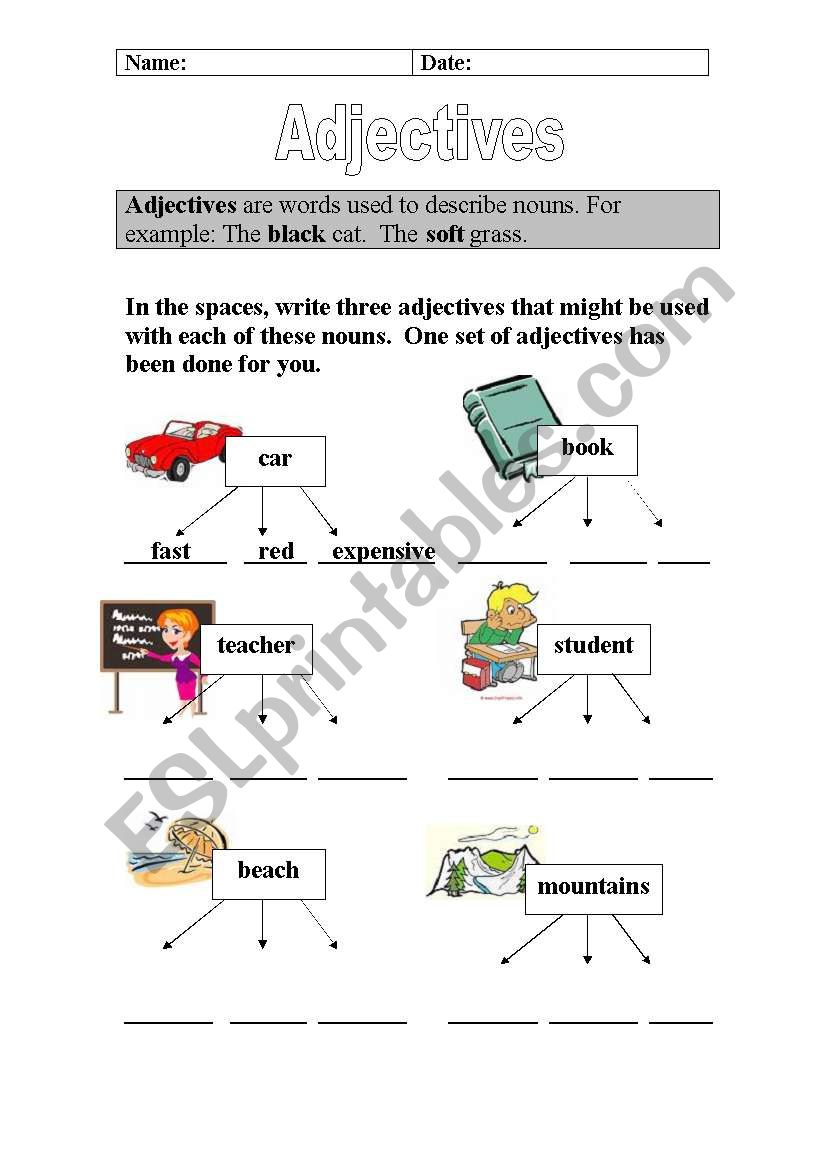 adjectives worksheet