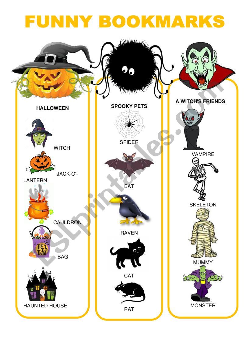 Funny bookmarks - Halloween worksheet
