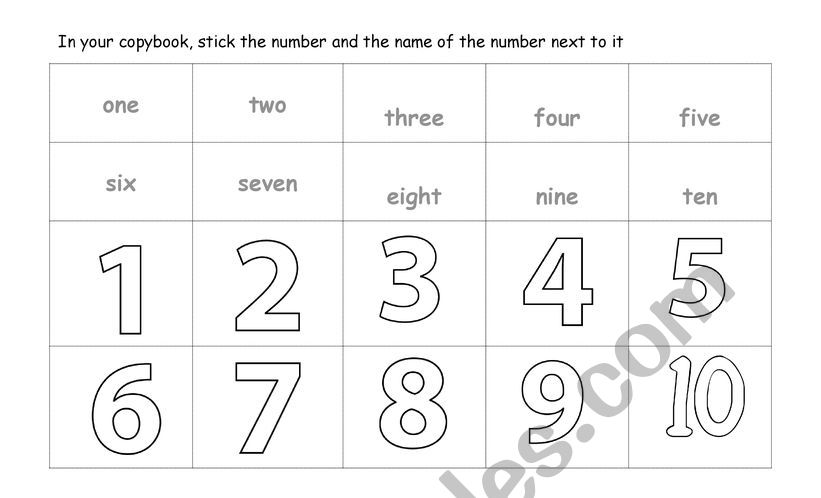 Numbers from 1 to 10 worksheet