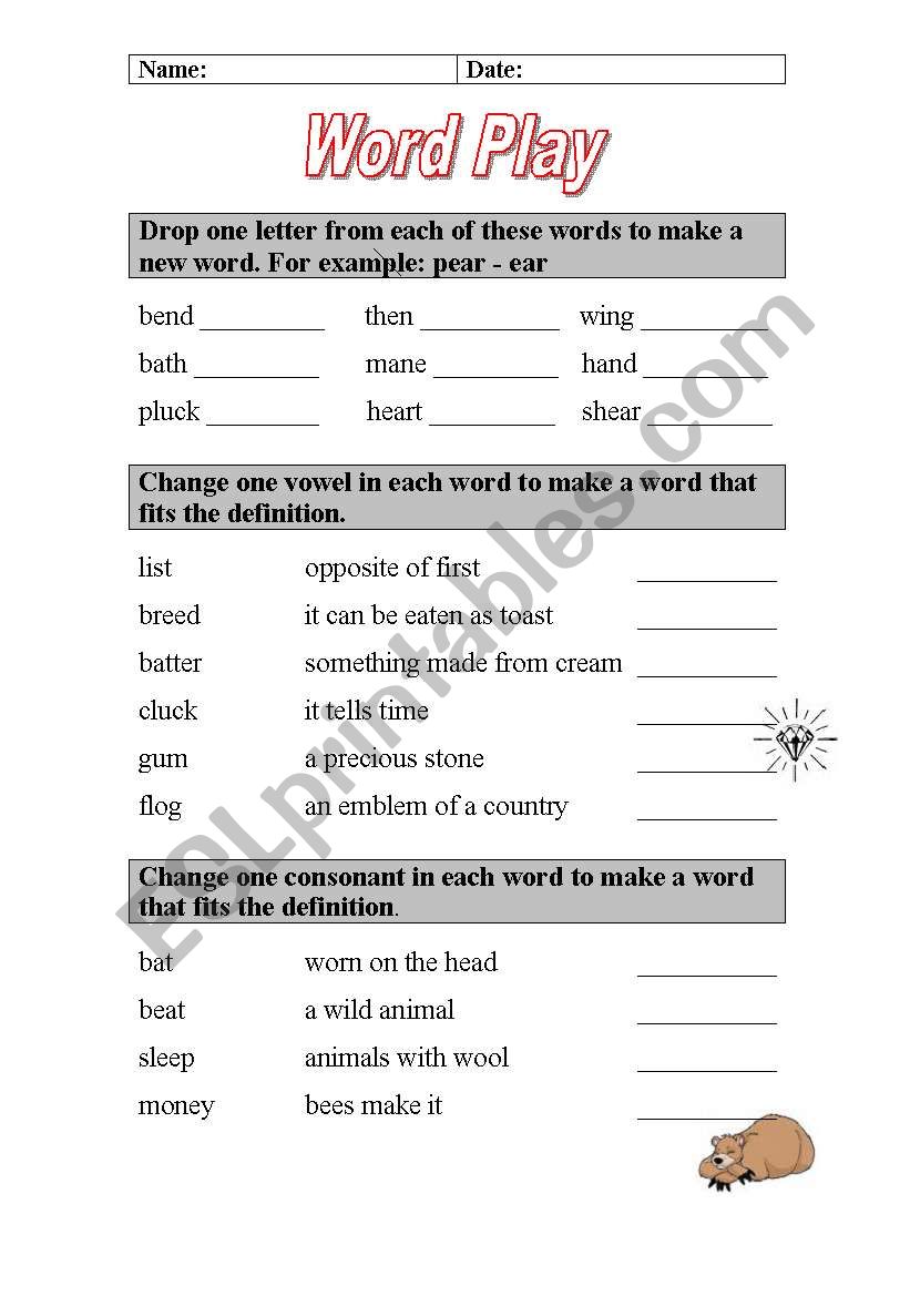 word play worksheet