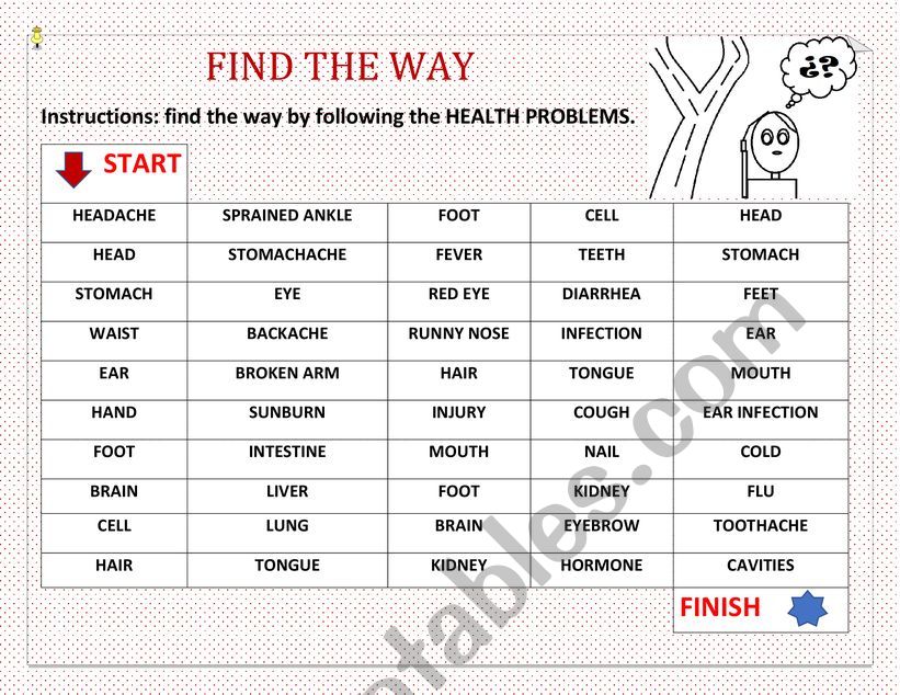 FIND THE WAY worksheet