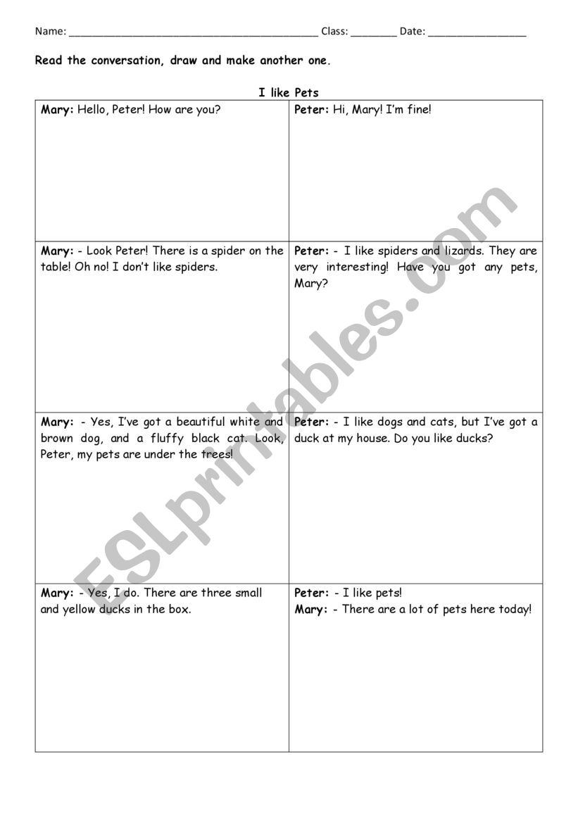 Pets worksheet