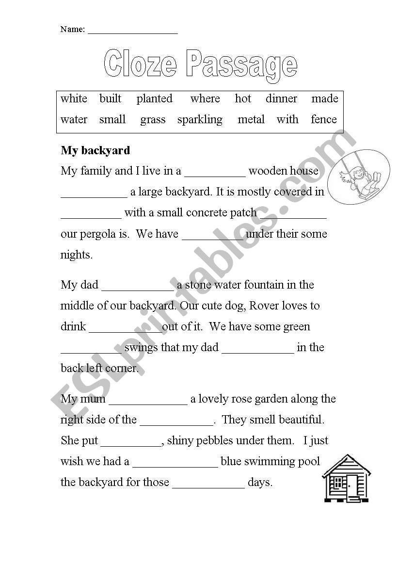 Cloze Passage worksheet