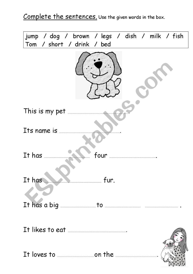 My pet dog worksheet