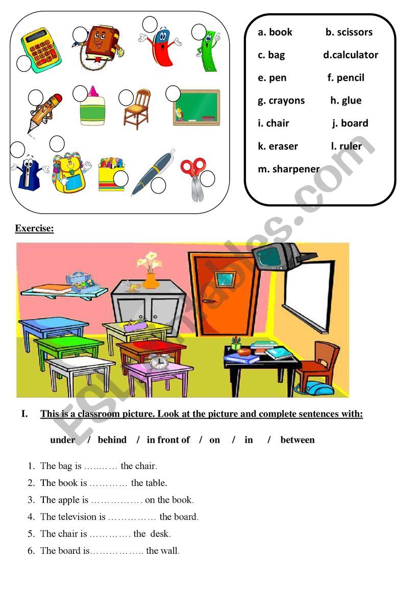 preposition of place worksheet
