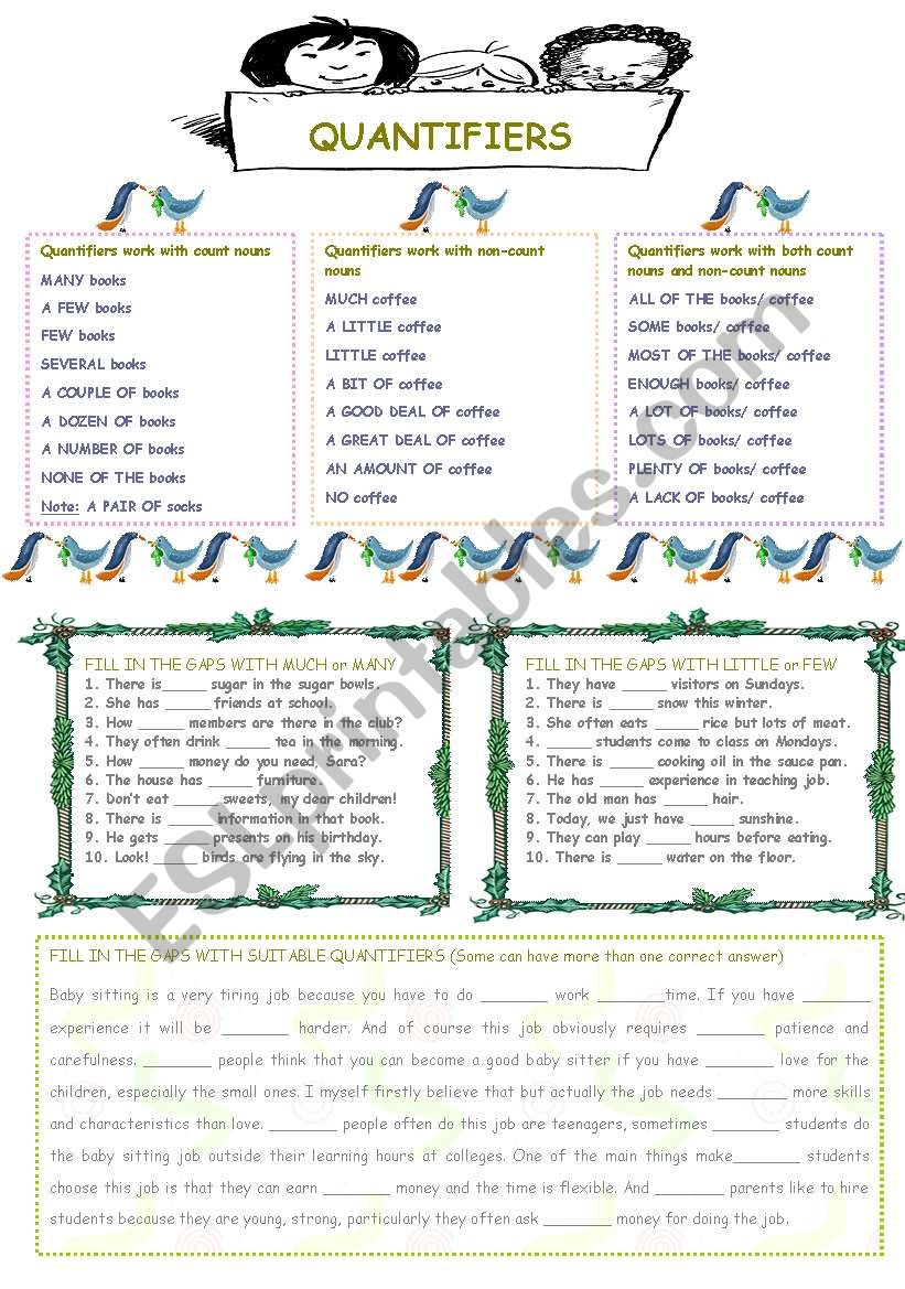 Quantifiers worksheet