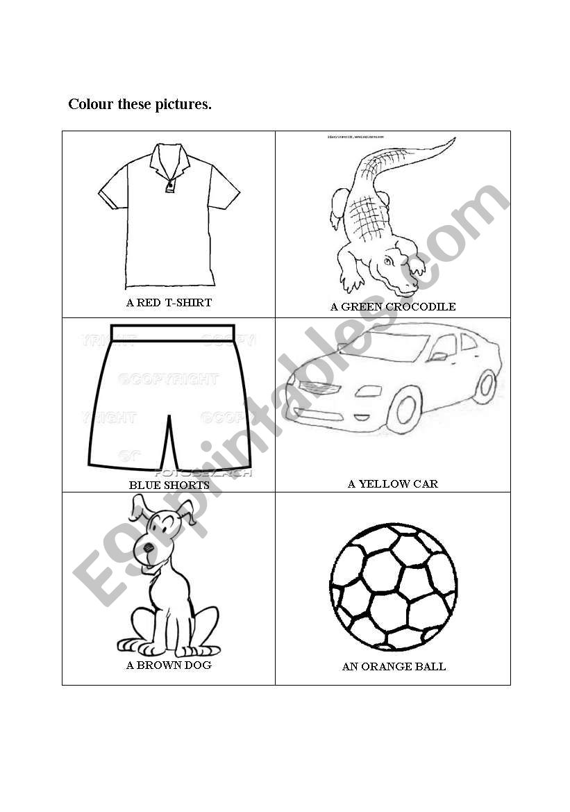 Colour these pictures worksheet