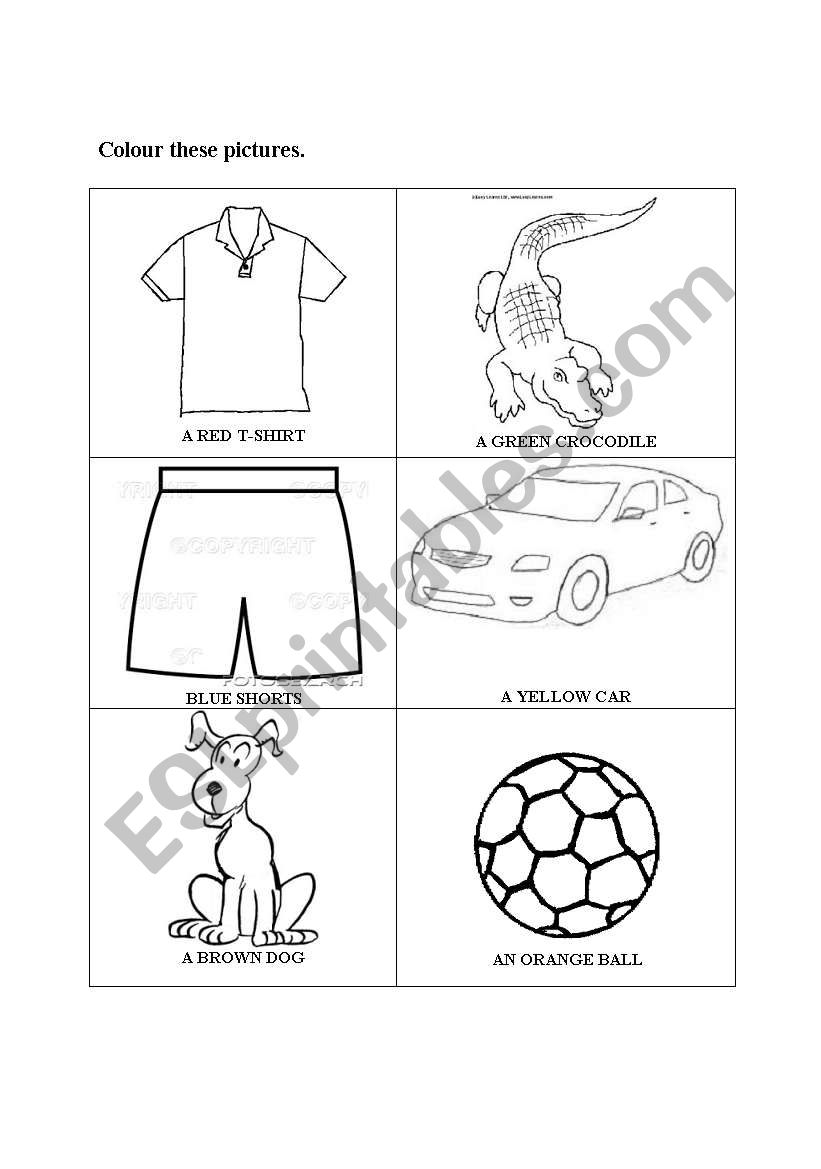 Colour these pictures worksheet