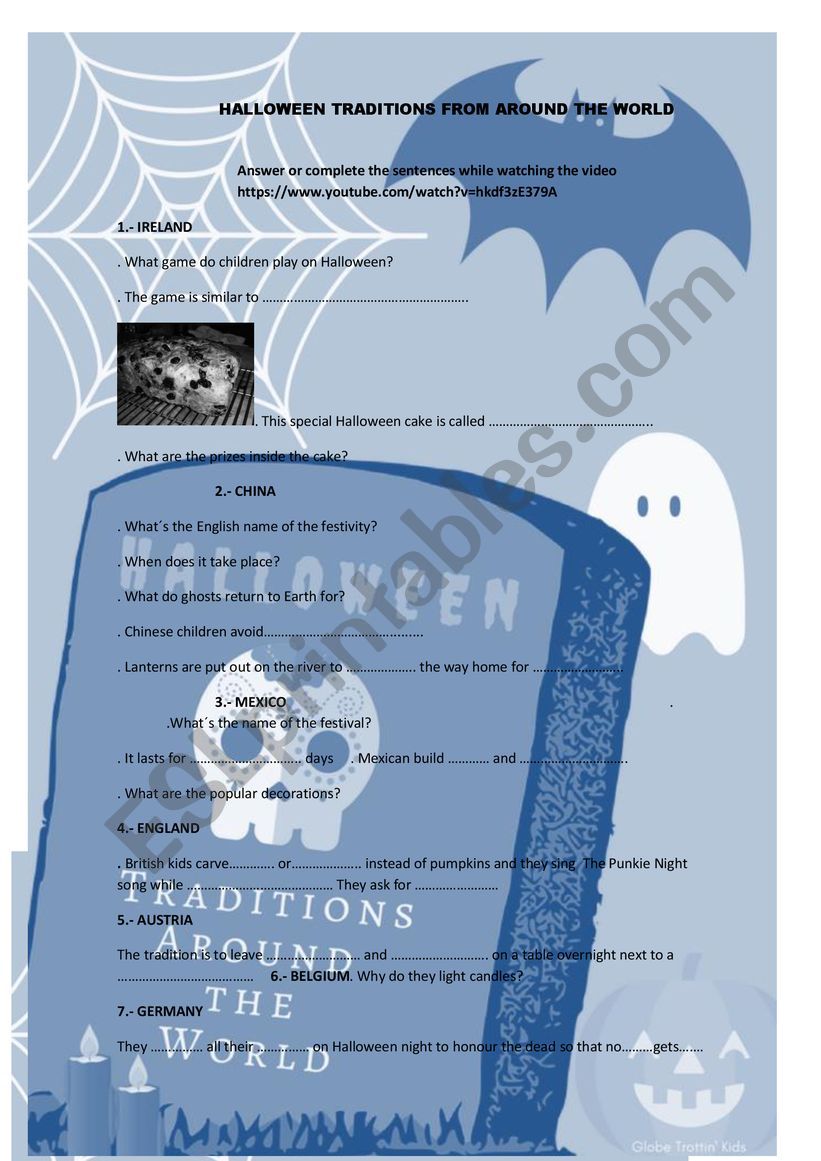 Halloween all over the world worksheet