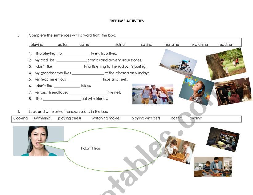 Free time activities  worksheet