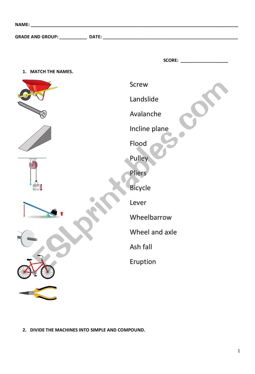 SIMPLE AND COMPOUND MACHINES TEST