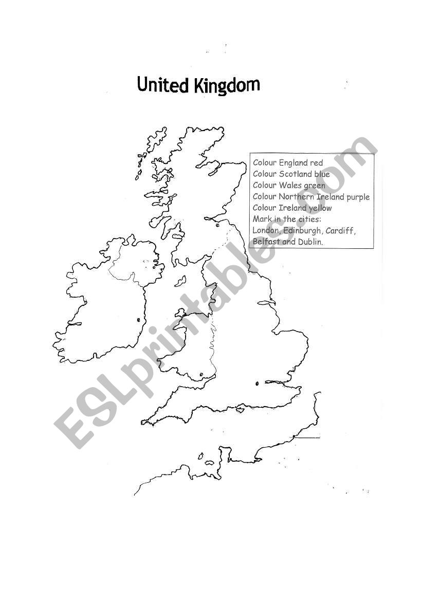 Great Britain Map worksheet
