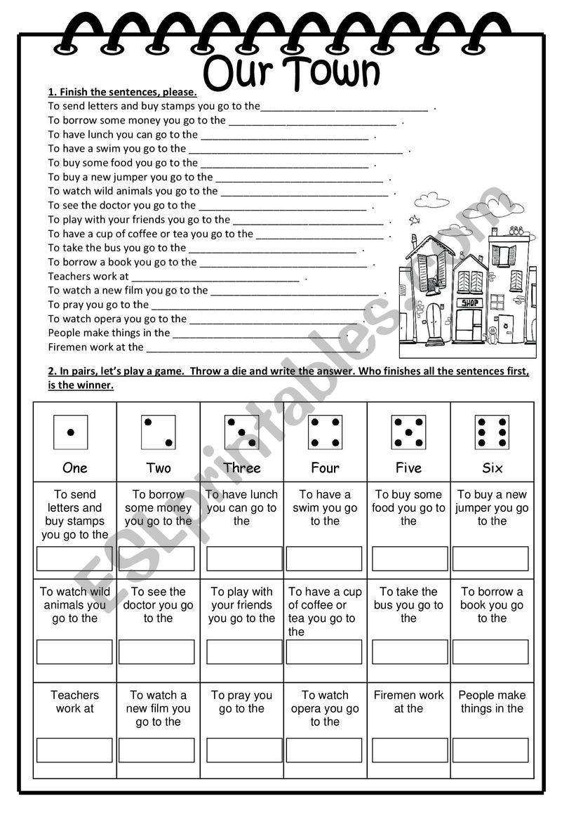 My Town worksheet