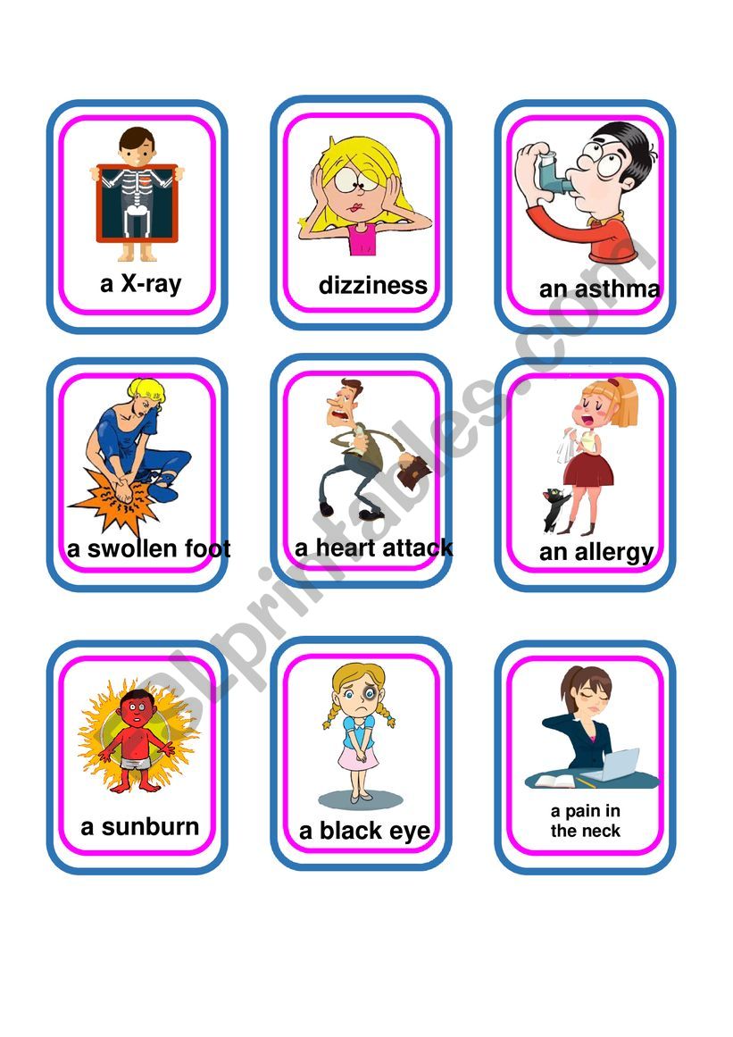 Cards on illnesses III worksheet