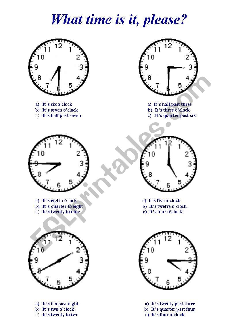 What time is it, please? worksheet