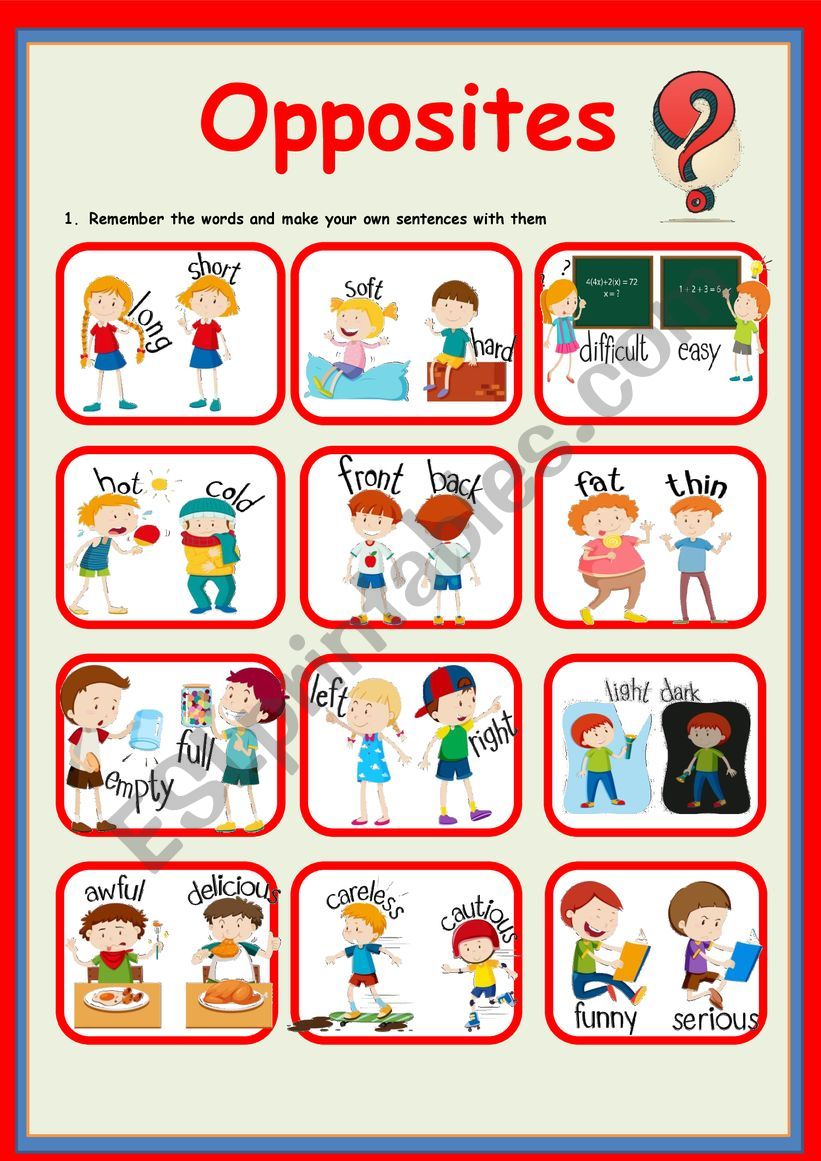 Opposites ( adjectives) worksheet