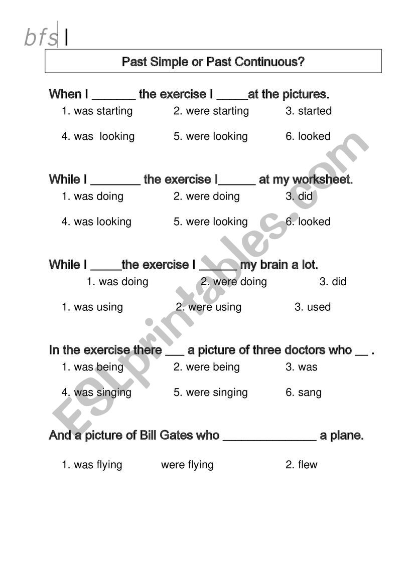 Past Continuous worksheet