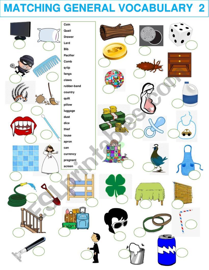  MATCHING GENERAL VOCABULARY 2         SET 2 of 3