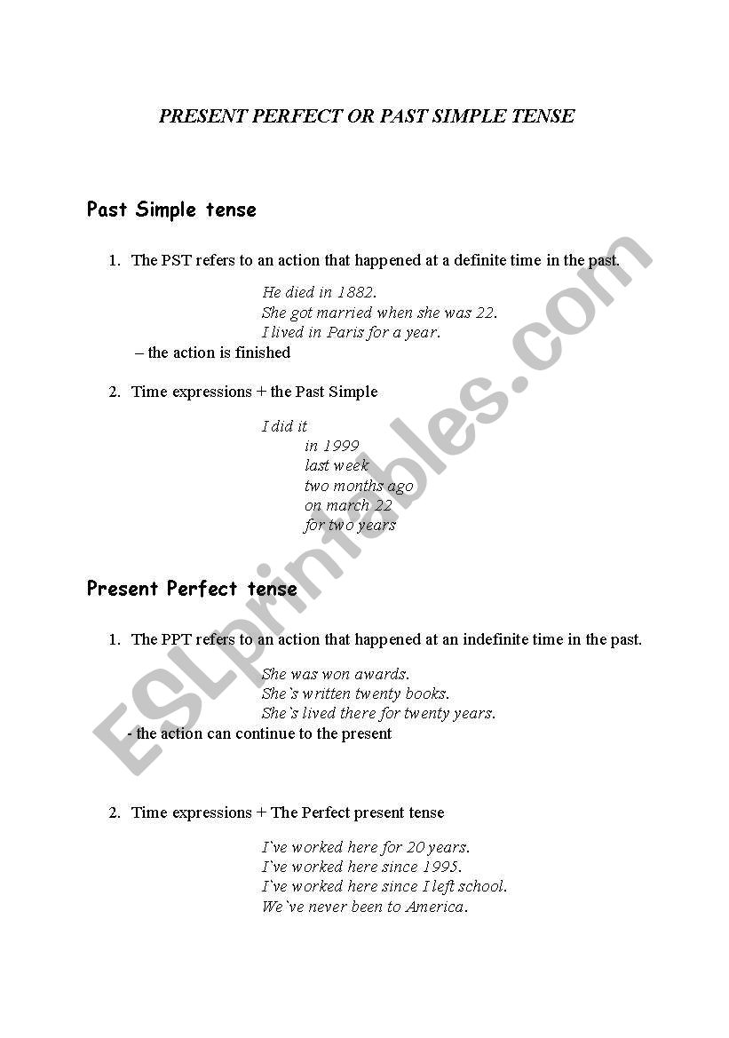 present perfect or past simple tense