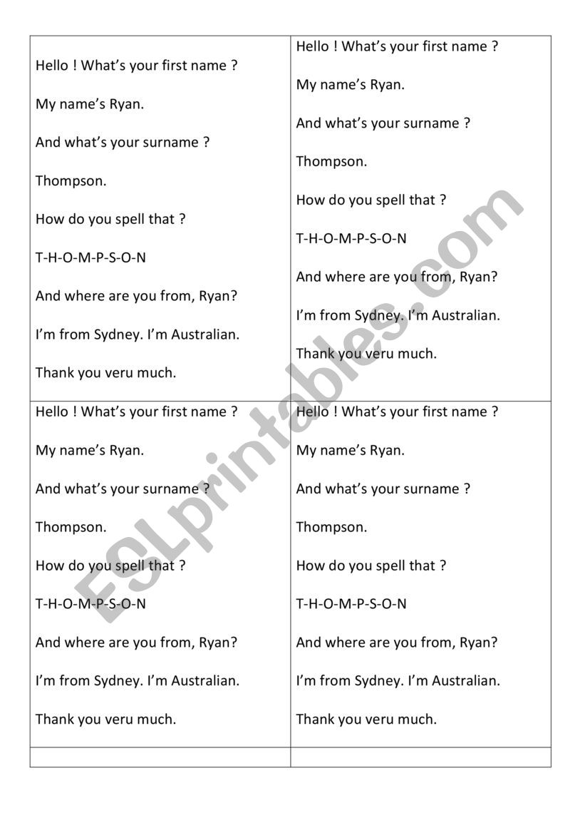 Hello conversation worksheet