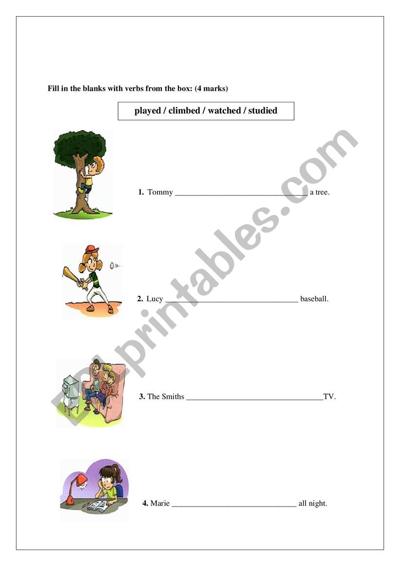 regular past worksheet