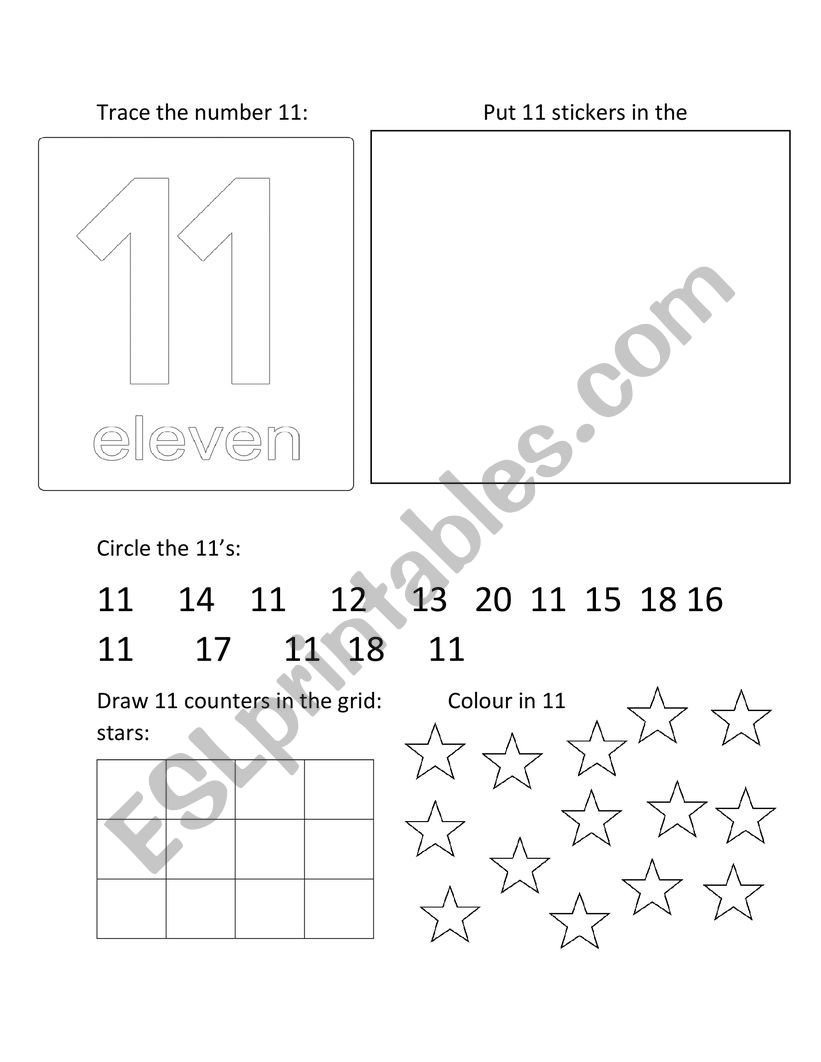 Number booklet counting 11-20 worksheet