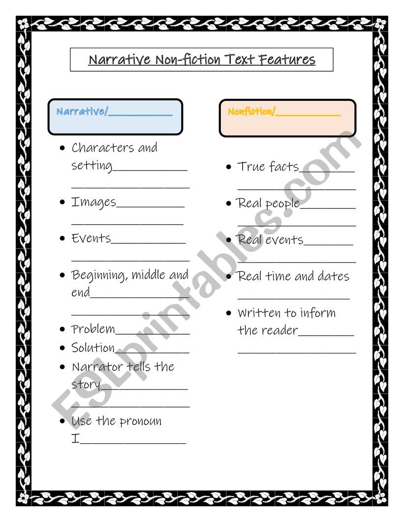 Narrative Nonfiction worksheet