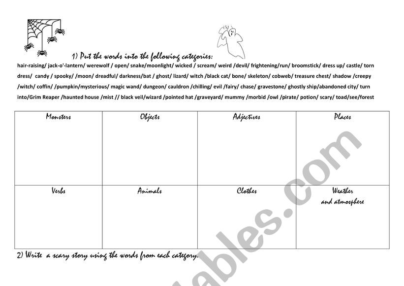 Halloween Categories worksheet