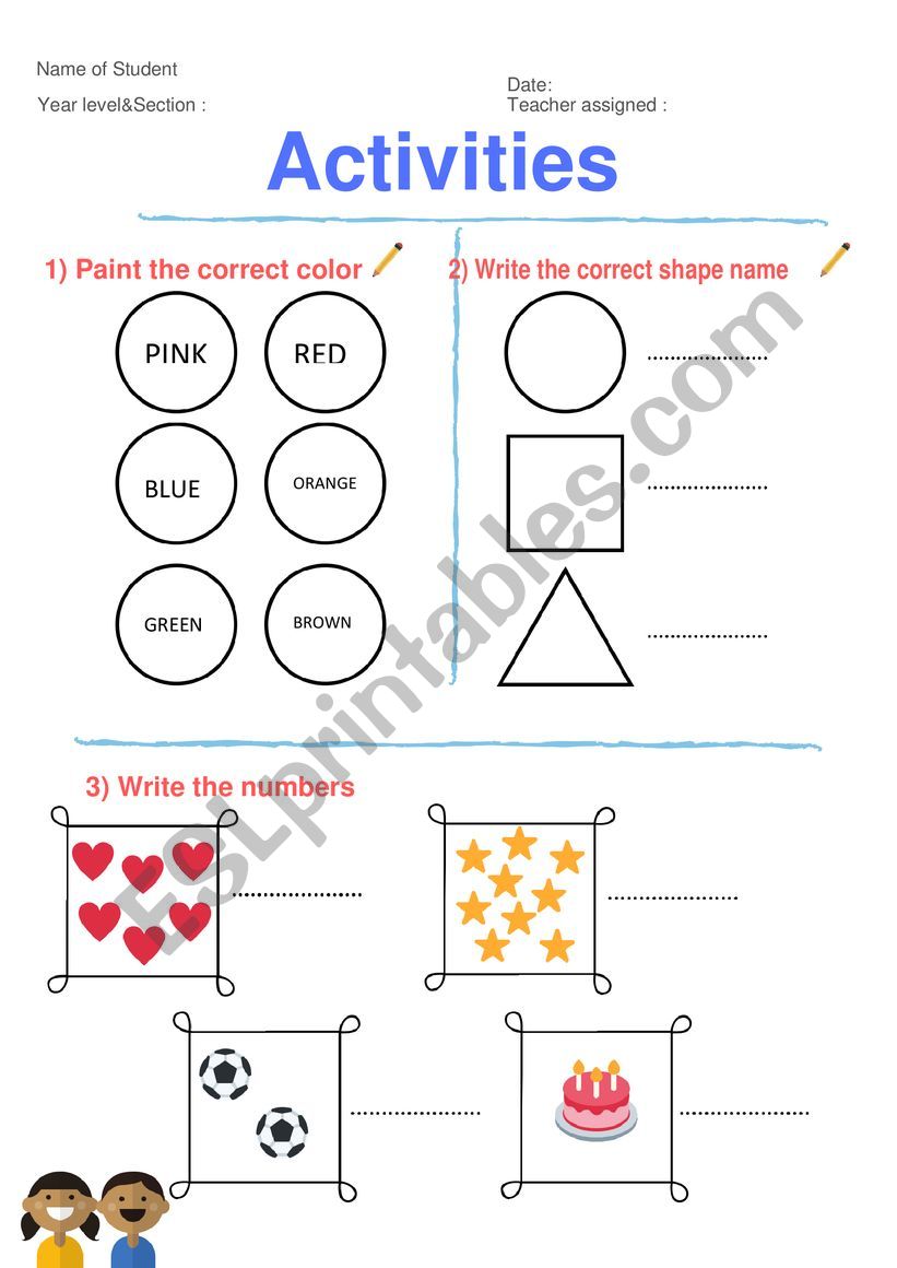 Activities for kids worksheet