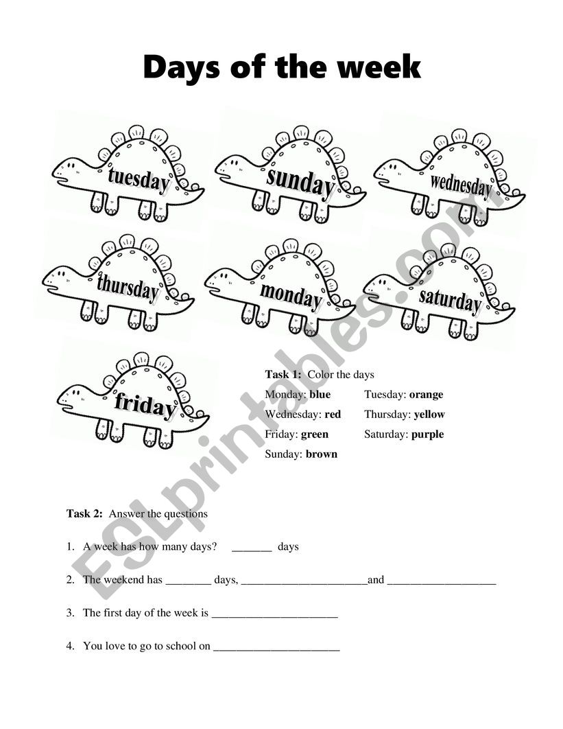 Days of the week worksheet