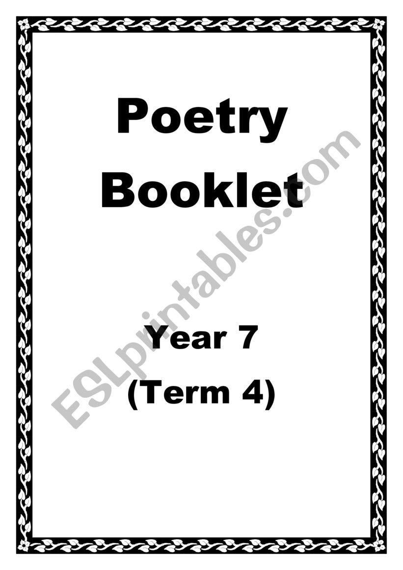 Poetry Booklet worksheet