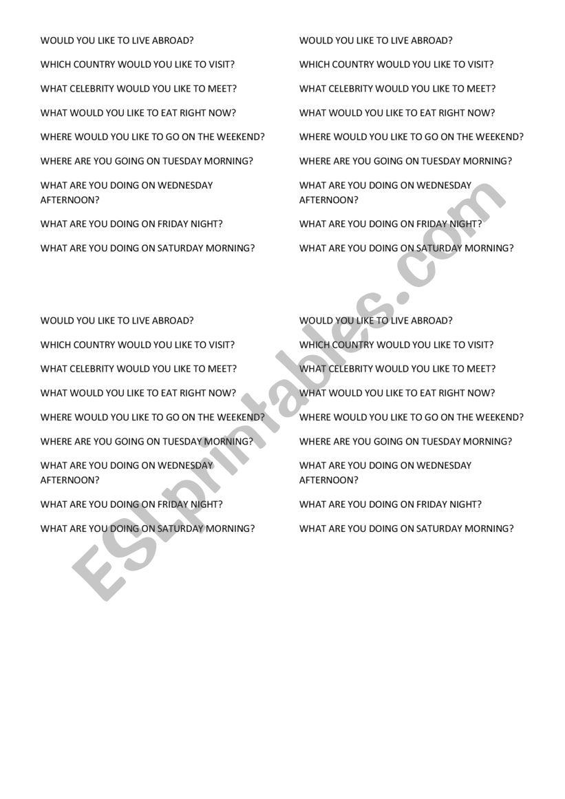 conversation questions  worksheet