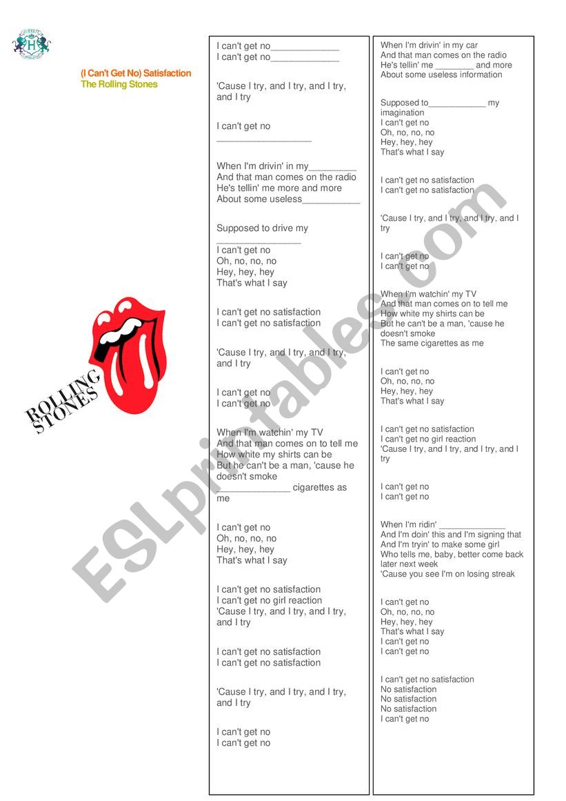SATISFACTION GAME worksheet