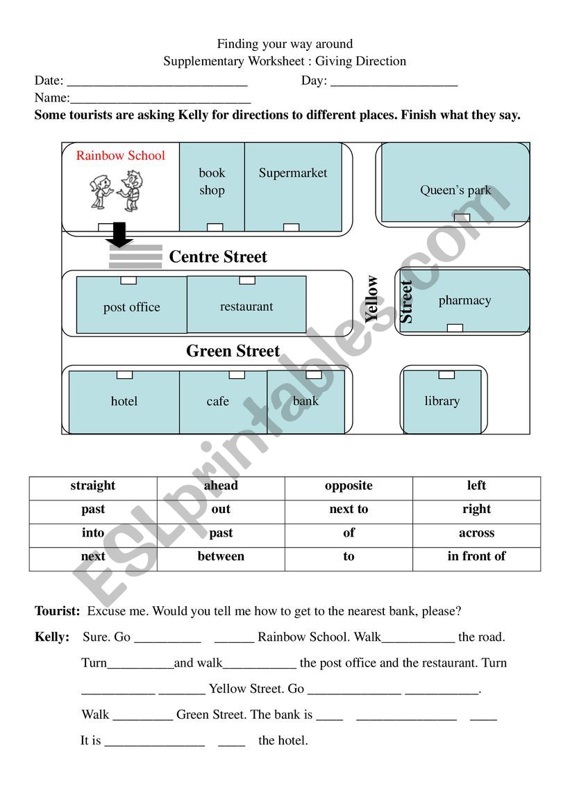 Showing Direction worksheet