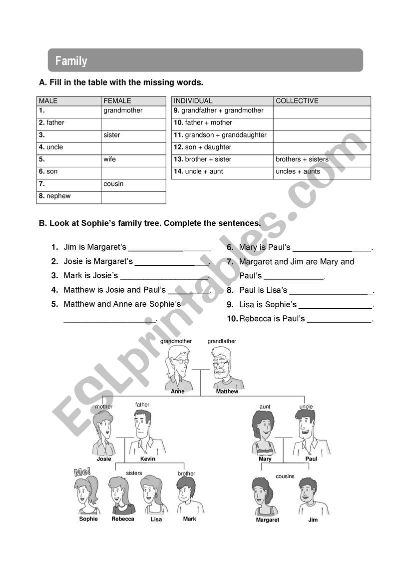 Family  worksheet