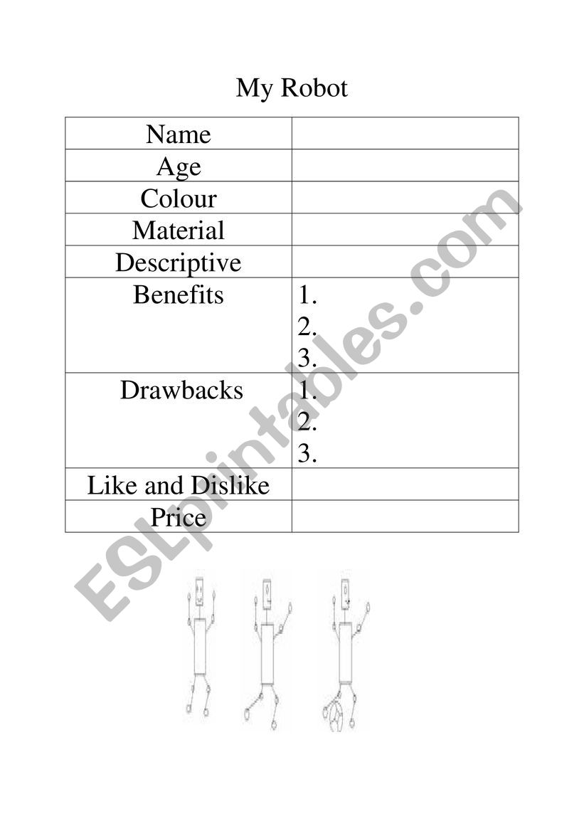 My Robot worksheet