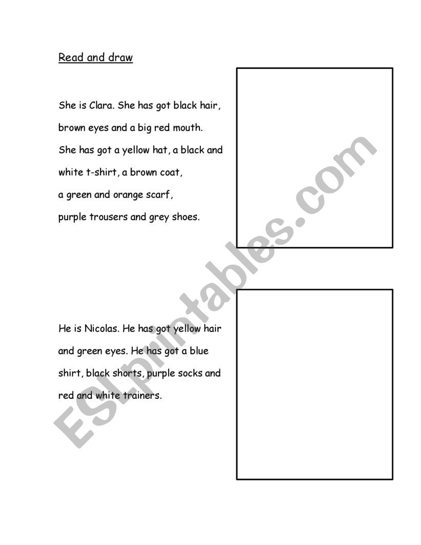 Clothes drawing worksheet