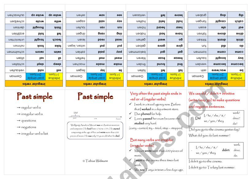 minibook past simple worksheet