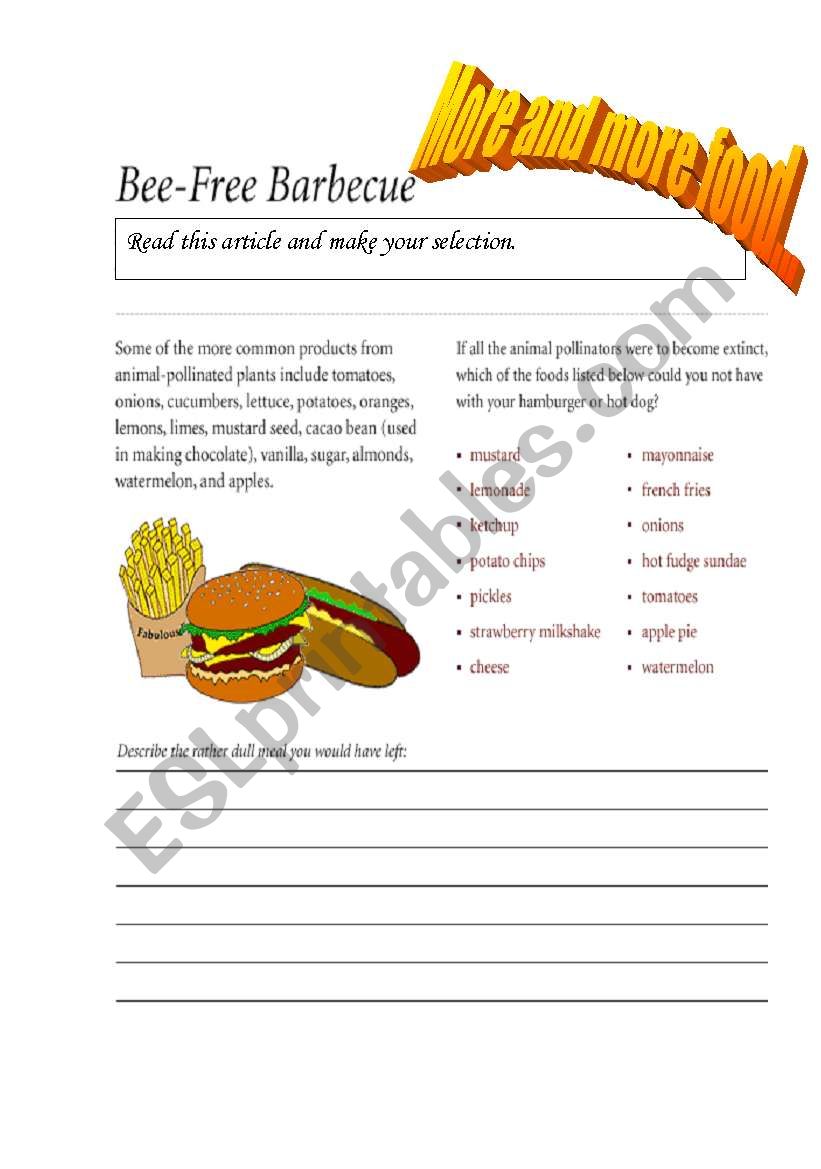 MORE AND MORE FOOD worksheet