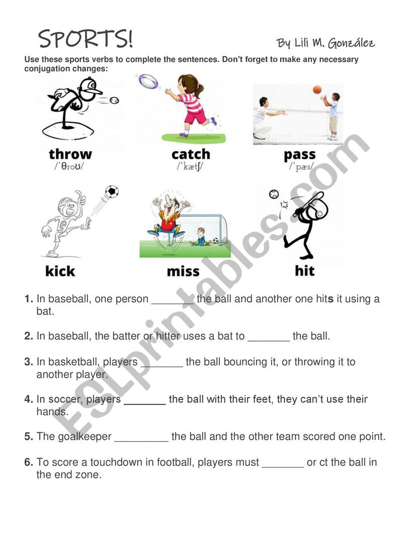 Sports vocabulary worksheet