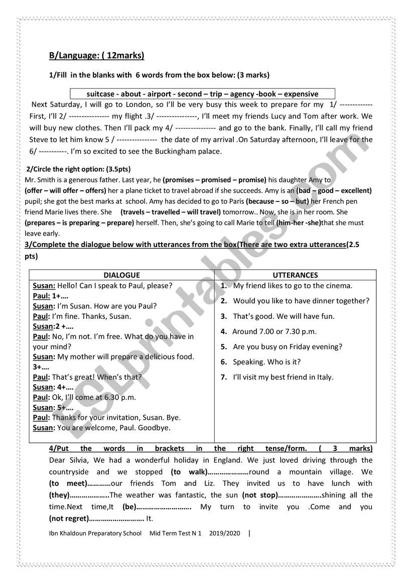 mid term test n1 worksheet