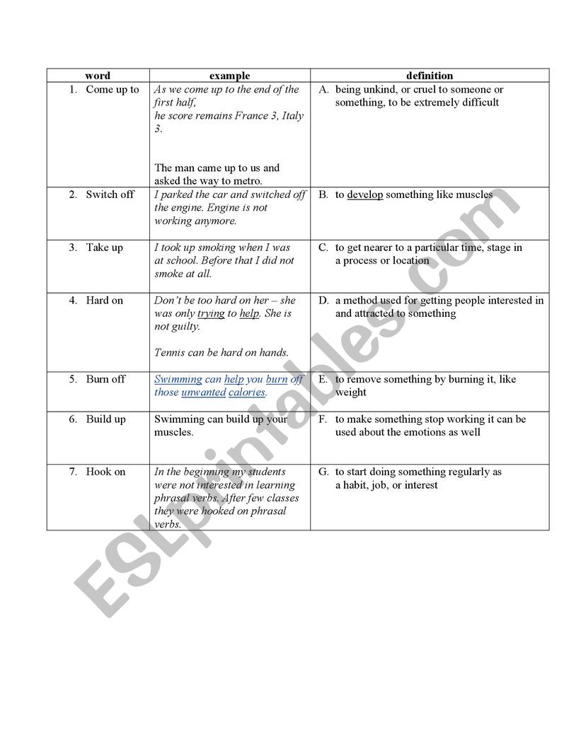phrasal verbs handout worksheet