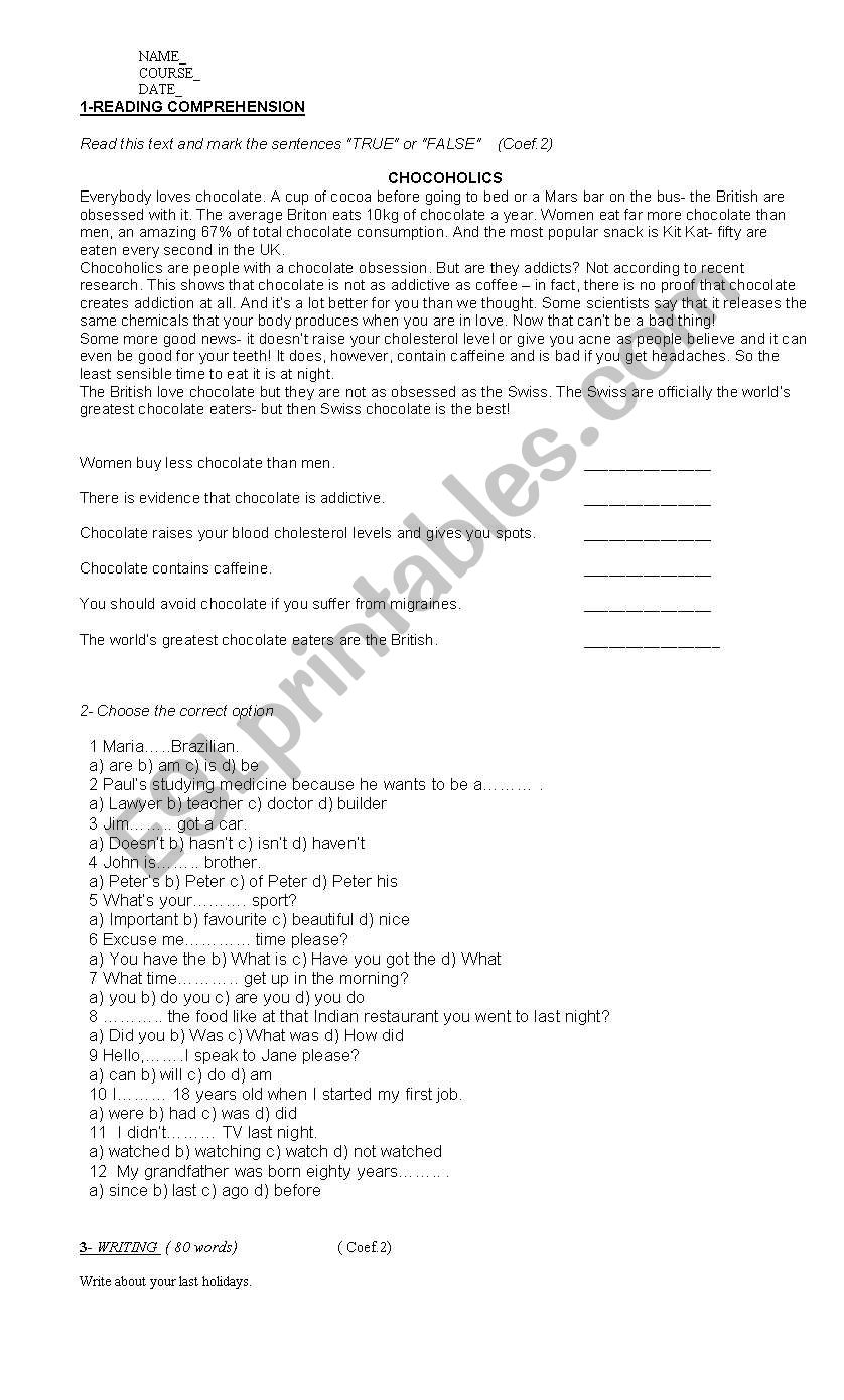 Practical Task worksheet